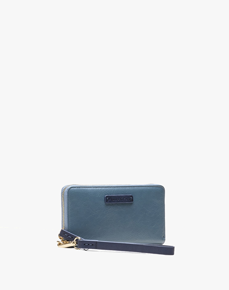 PORTAFOGLIO ZIP AROUND CON CINTURINO colore BLU Manila Grace